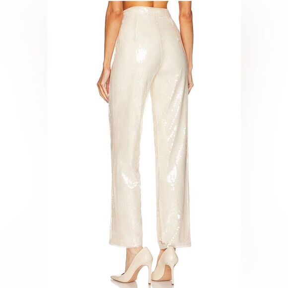 RevolveMore To Come Georgie Pant Ivory White Sequin Wide Leg High Rise - S - Picture 5 of 10